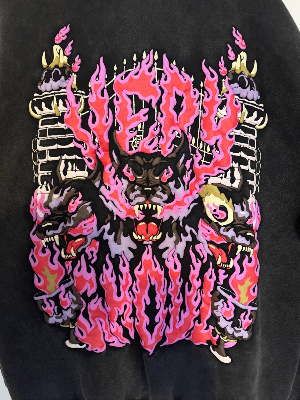Hellhound Flame Hoodie Oversized Y2K Goth Anime Streetwear 2XL - Picture 8 of 11